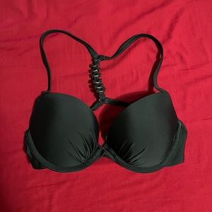 Black tie swim top with gold detailing